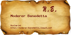 Moderer Benedetta névjegykártya